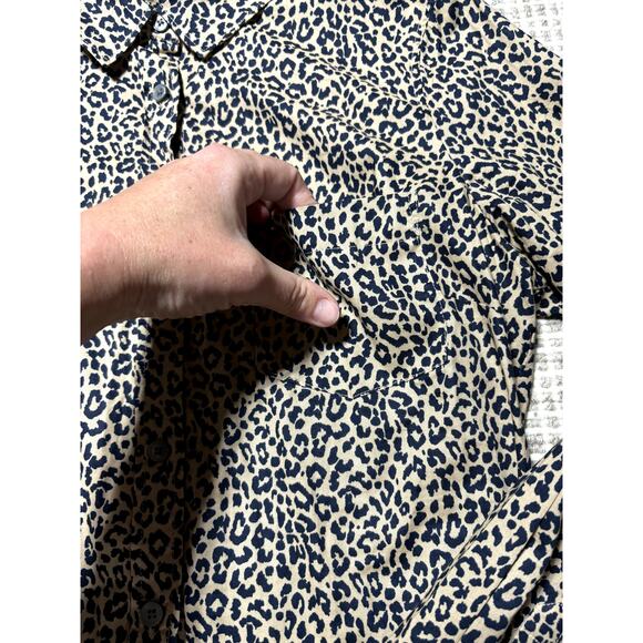 J.Crew Womens S Black & Tan Cheetah Print Professional Tapered Button Down Shirt - Picture 4 of 12